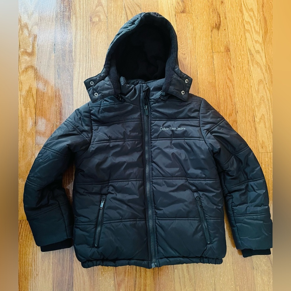 Kids Calvin Klein Black Quilted Puffer Jacket Fleece Insulated